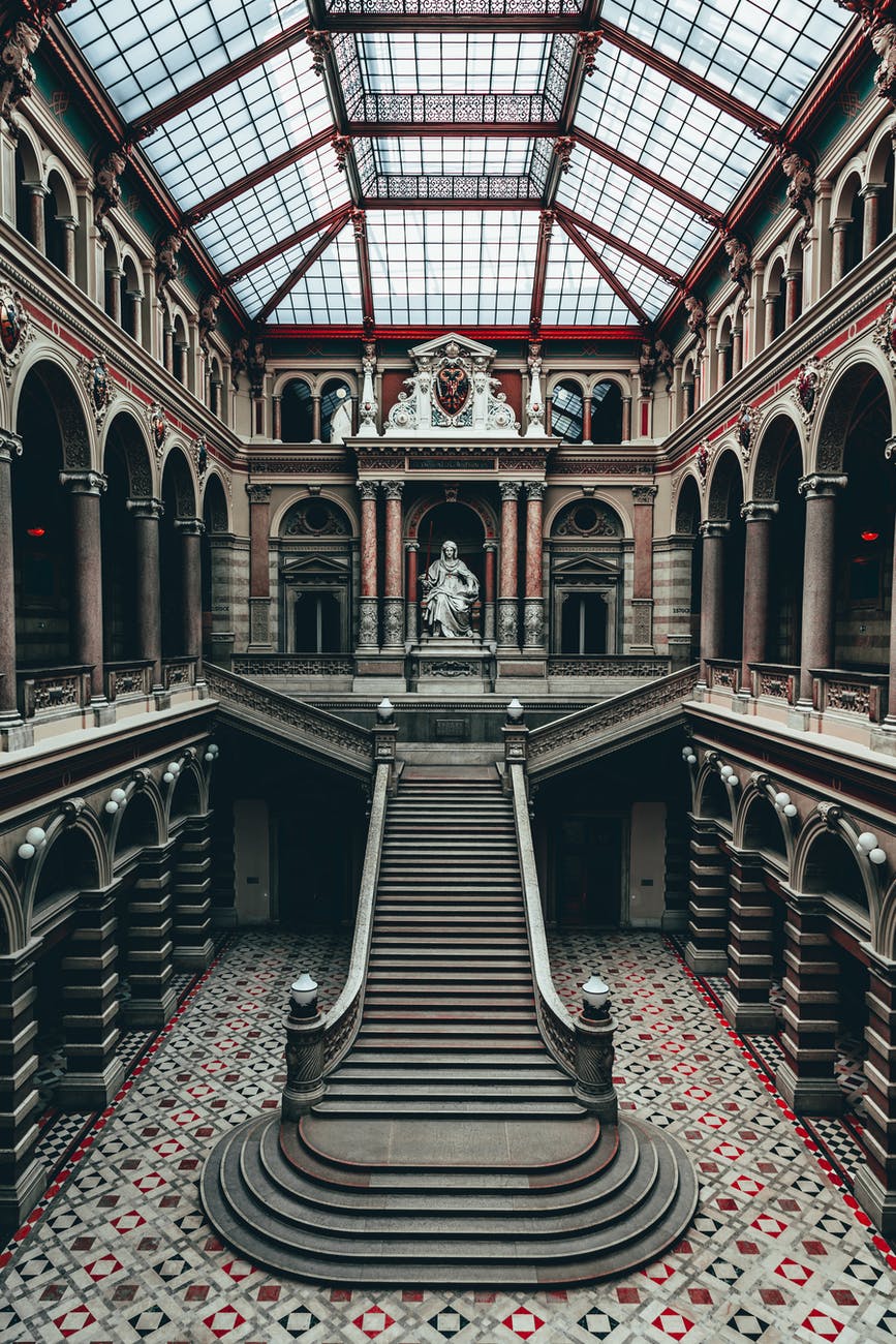 grey concrete stair inside building